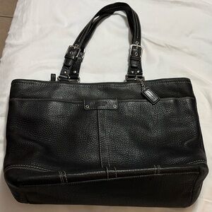Coach Black Pebbled Leather Shoulder tote